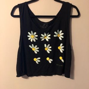 COPY - Black Daisy Crop Tank Top Size M